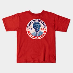 Vote Goldie Wilson For Mayor Pin Worn Kids T-Shirt